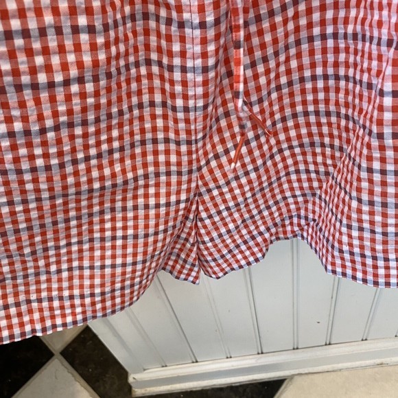 Anthropologie Sz L NWT Red Gingham Off-the-Shoulder Romper Smocking Retail $110 - Picture 7 of 10